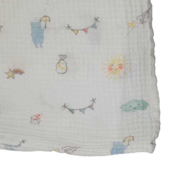 Aden & Anais Bear Banner Sun Rain Cloud Rainbow Star Muslin Lovey Baby Blanket - Picture 4 of 5